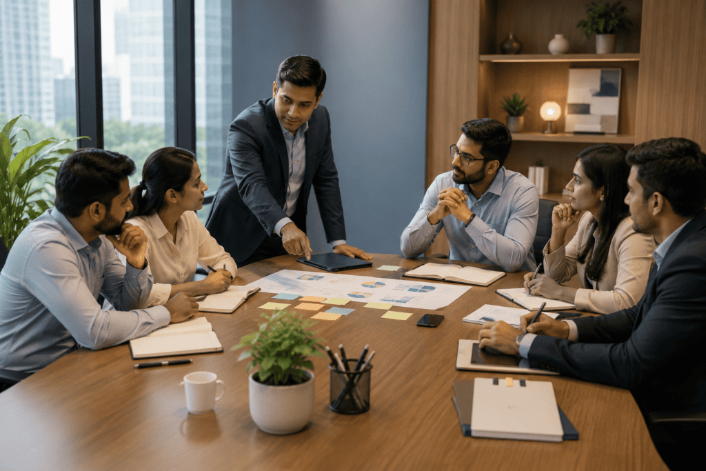 sales training team working with sales heads
